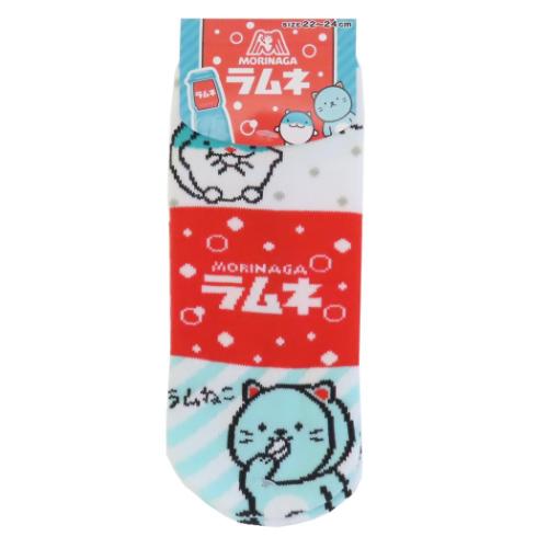 レディースソックス ジャガード 女性用靴下 森永ラムネ しゅうチュー＆ラムねこ センターロゴ パッケージ ジェイズプランニング かわいい