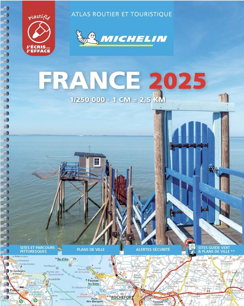 旅行&出張に A4版英語表記の詳細道路地図 ミシュラン・アトラス・フランス Michelin Tourist & Motoring Atlas France 2025