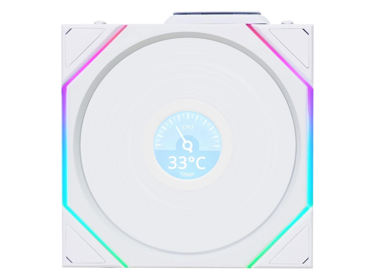 LIANLI｜リアンリ ケースファン 140mm /1600RPM LCDモデル・リバースブレード UNI FAN RS TL LCD Wireless 140 WT Single Pack ホワイト UF-RS-TL140LCDWLS-1W