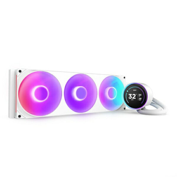 NZXT｜エヌゼットエックスティー 水冷CPUクーラー 140mmファンx3 LGA1851/1700/1200/115x・AM5/AM4 KRAKEN ELITE RGB420 ホワイト RL-KR42E-W2