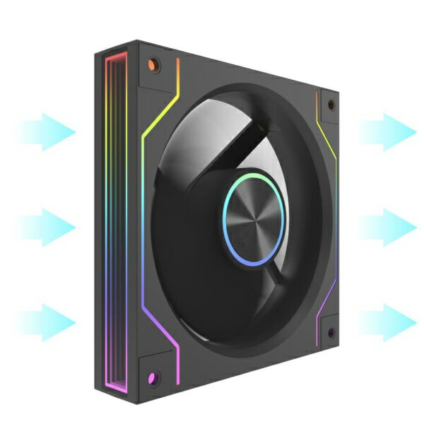 darkFlash｜ダークフラッシュ 側面インフィニティーミラー＋前面ライン発光 120mmARGBケースファン 逆回転 リバース モデル DM20R Line ブラック DM20RLINE-B-HQ1