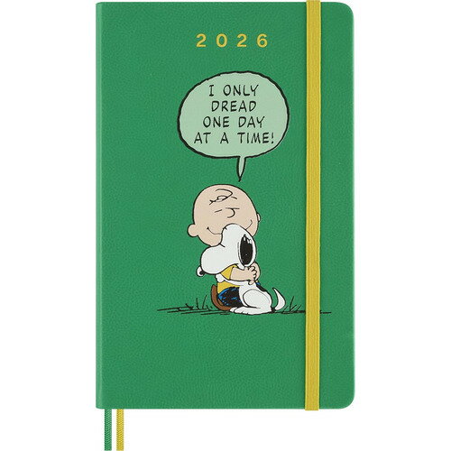 祝日シール付 名入れ 2026年 1月始まり モレスキン 限定 ピーナッツ デイリー 1日1ページ ハードカバー ラージサイズ チャーリー＆スヌーピー Moleskine PEANUTS CHARLIE＆SNOOPY