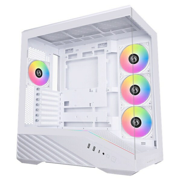 Lian Li｜リアン・リー ARGBケースファン搭載 ピラーレス ミドルタワーPCケース VECTOR V100R ホワイト V100RW