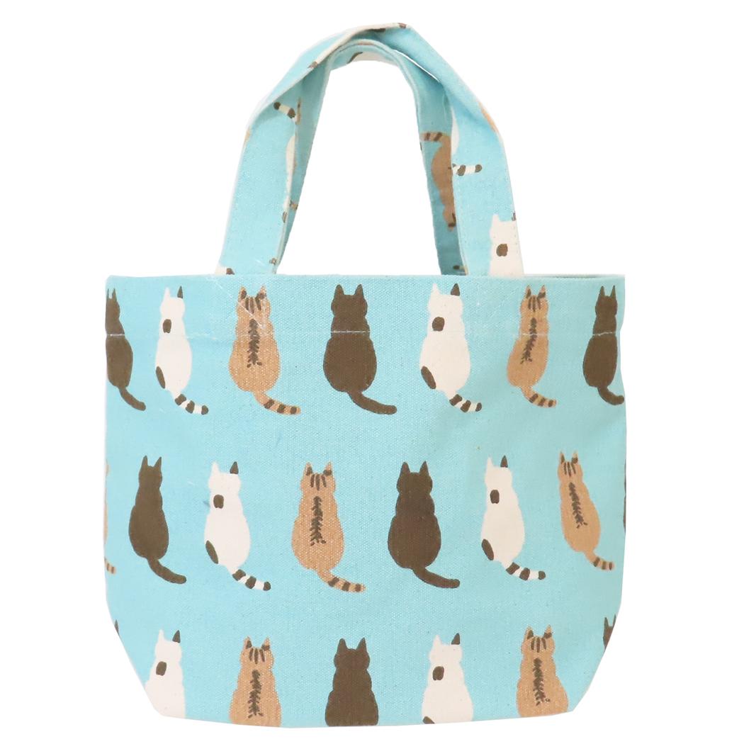 ミニトート ランチバッグ ウシロネコ ミント ねこ フレンズヒル FRIENDSHILL お弁当かばん かわいい
