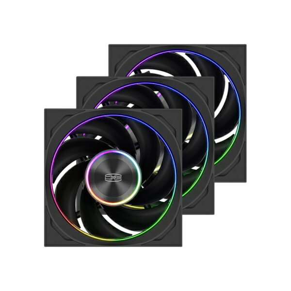 PCCOOLER ケースファン×3 120mm /3000RPM リバースブレード ブラック F7X120R-ARGB-BK3IN1