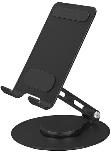 Owltech オウルテック スマホ/タブレットスタンド/アルミニウム/台座360度回転/折りたたみ/角度調整可能/ブラック OWL-STD14-BK