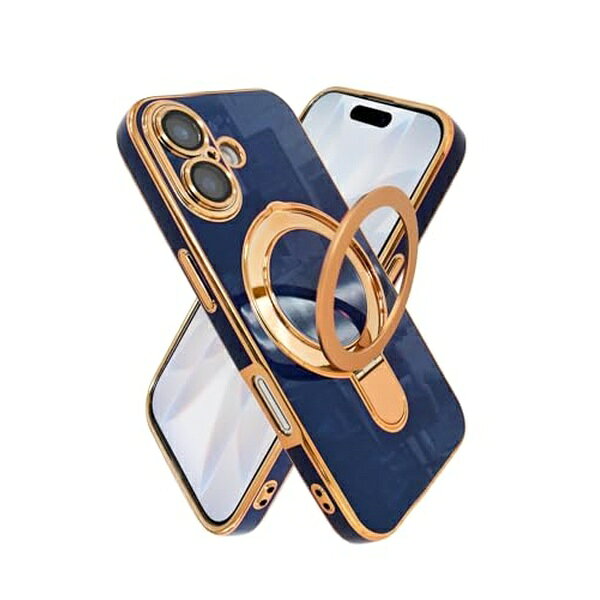 シズカウィル iPhone17 ケース カバー MagSafe対応 スマホリング 耐衝撃 ハイブリッド8 1個 ブルー APIP17HI8BL