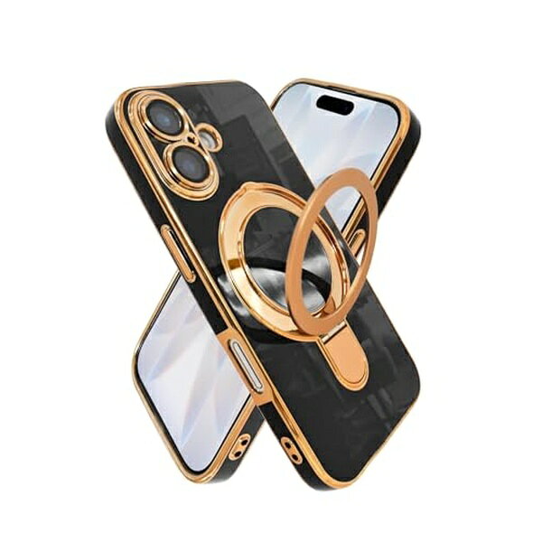 シズカウィル iPhone17 ケース カバー MagSafe対応 スマホリング 耐衝撃 ハイブリッド8 1個 ブラック APIP17HI8BK