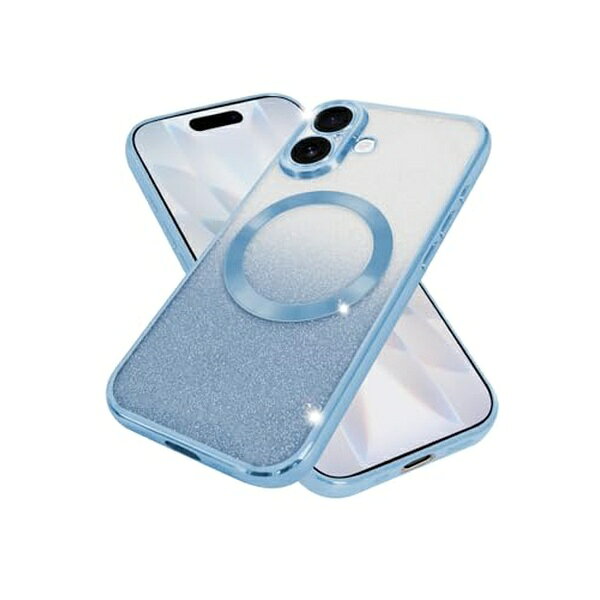 シズカウィル iPhone17 ケース カバー MagSafe対応 耐衝撃 キラキラ クリアケース ハイブリッド6 1個 ブルー APIP17HI6BL