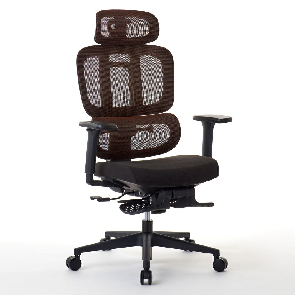 ROOMWORKS ルームワークス オフィスチェア M6シリーズ 多機能ファブリックメッシュワークチェア ブラウン RM6-BR