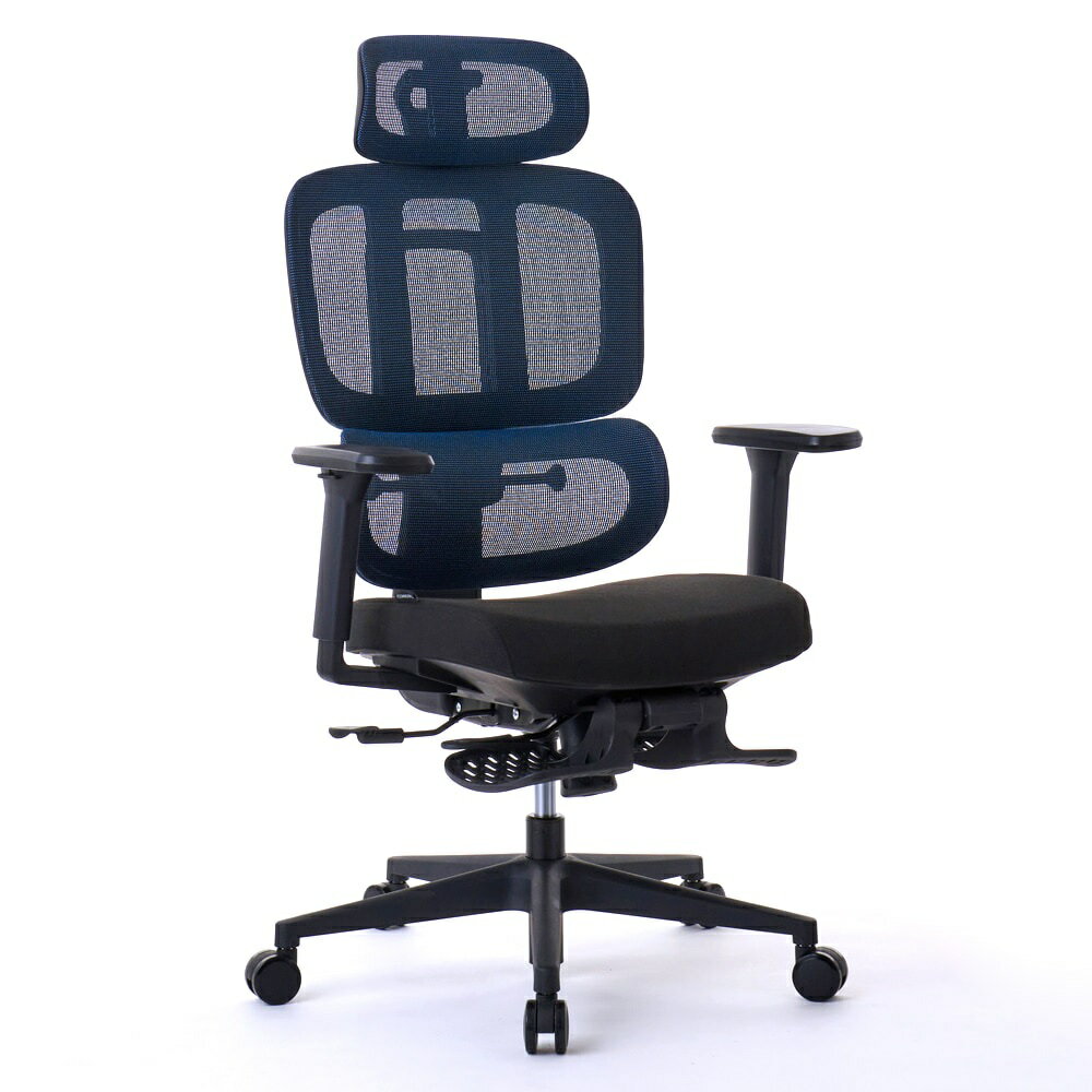 ROOMWORKS ルームワークス オフィスチェア M6シリーズ 多機能ファブリックメッシュワークチェア ブルー RM6-BL