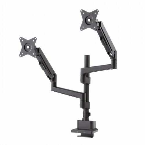サンワサプライ モニターアーム 17～32インチ対応 デュアル・ガススプリング式・支柱タイプ・ブラック CR-LAC2407BK