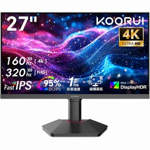 KOORUI｜クールイ ゲーミング液晶ディスプレイ 27型/Fast IPS/4K UHD 3840×2160/320Hz/1ms ブラック G2741L