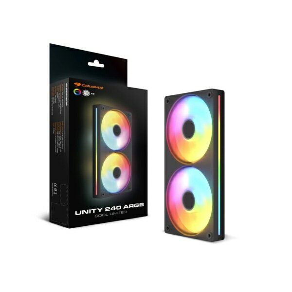 COUGAR｜クーガー 一体成型タイプのシングルフレ―ムファン UNITY ARGB シリーズ 240mm・リバースブレード ブラック CF-UN240RB-RGB