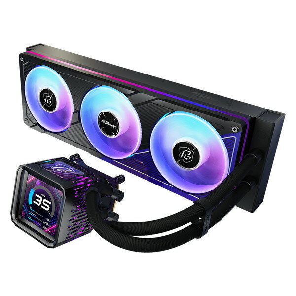 ASROCK｜アスロック 水冷CPUクーラー 120mmファンx3 LGA1851/1700・AM5/AM4 Phantom Gaming 360 LCD ブラック 90-APGA36-BAAGA5