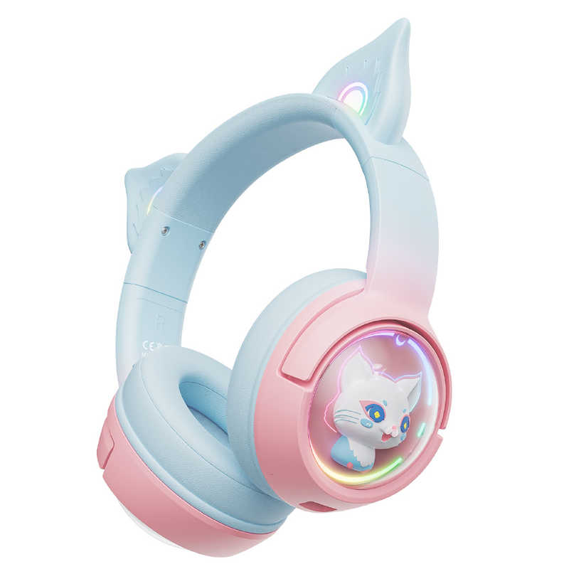 ONIKUMAGAMING ゲーミングヘッドセット B5 Gradient ネコミミ ブルー/ピンク B5BP ワイヤレス Bluetooth＋USB ＋有線 /両耳 /ヘッドバンドタイプ