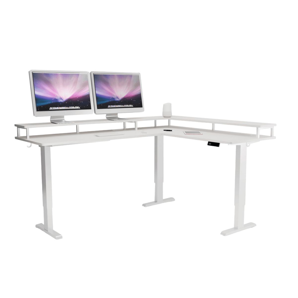 Pure＆Haus 電動昇降式デスクL型 ホワイト SG2015 SG2015ホウコウ