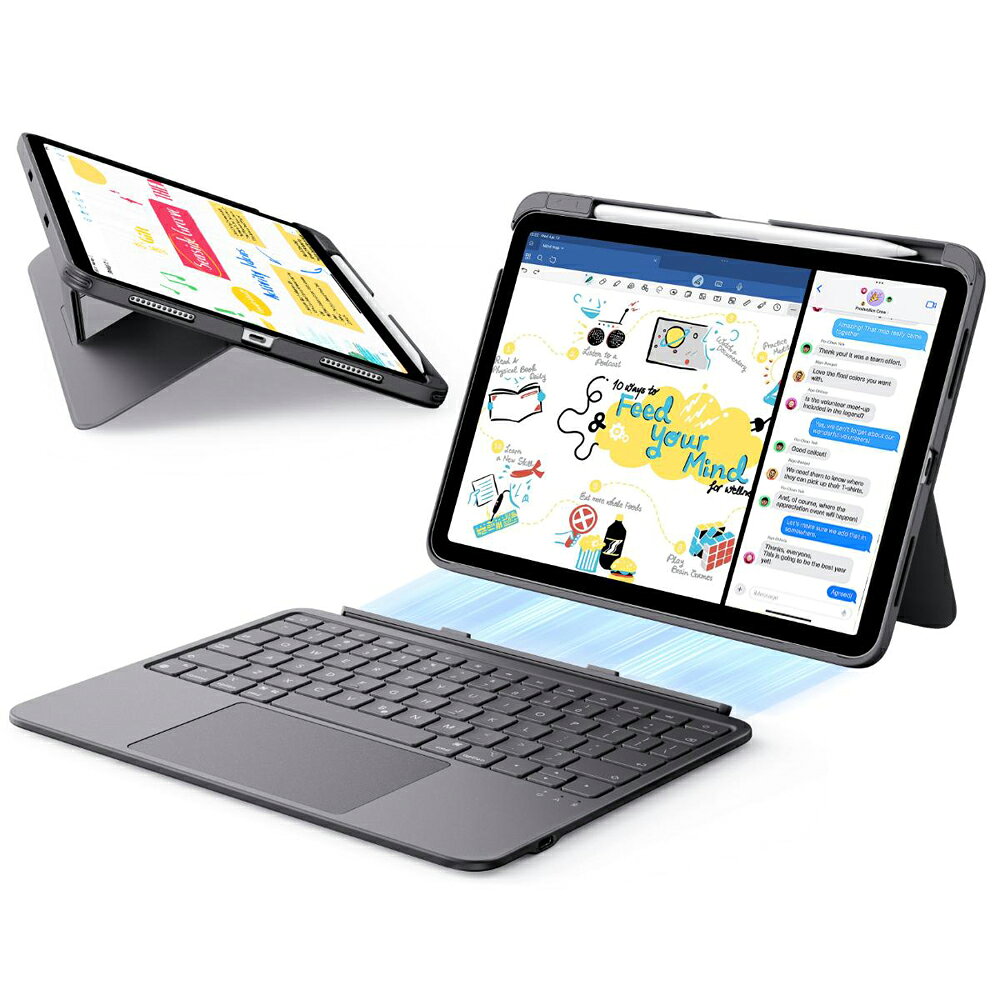 イーエスアール｜ESR 11インチiPad Air M4/M3/M2 、10.9インチ iPad 第5/4世代 用 着脱式 Flexキーボードケース Flex Keyboard Case 11 ダークグレー 6B0320401