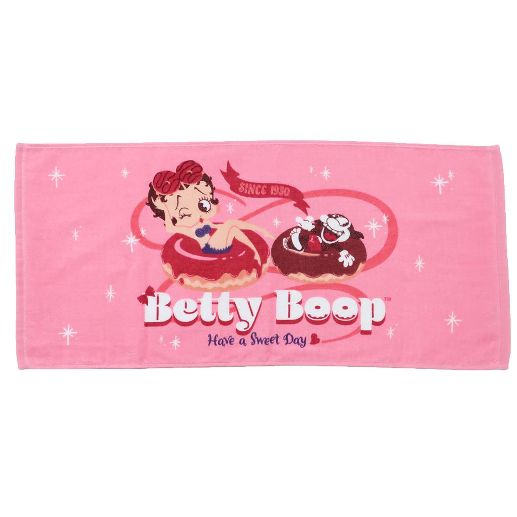 ベティブープ フェイスタオル シャーリング染料プリントロングタオル ドーナツ BETTY BOOP 犬飼タオル 新生活雑貨