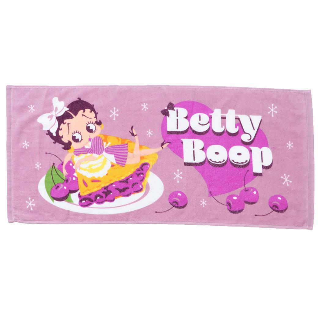 ベティブープ フェイスタオル シャーリング染料プリントロングタオル チェリーパイ BETTY BOOP 犬飼タオル 新生活雑貨