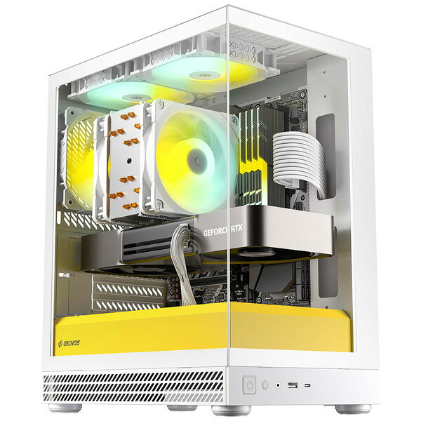 Okinos オキノス Micro-ATX対応ミニタワーPCケース 白/黄 Aqua UNO Yolk White/Yellow