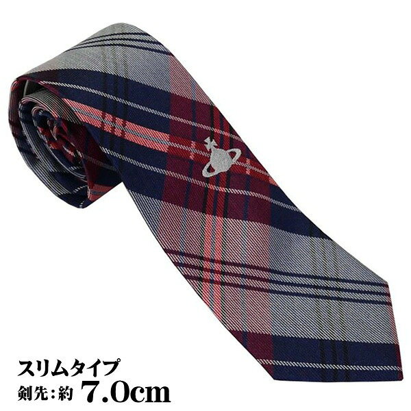 ヴィヴィアン・ウエストウッド AW25 ネクタイ NAVY BLUE 7cm 81050001-W0196-K410