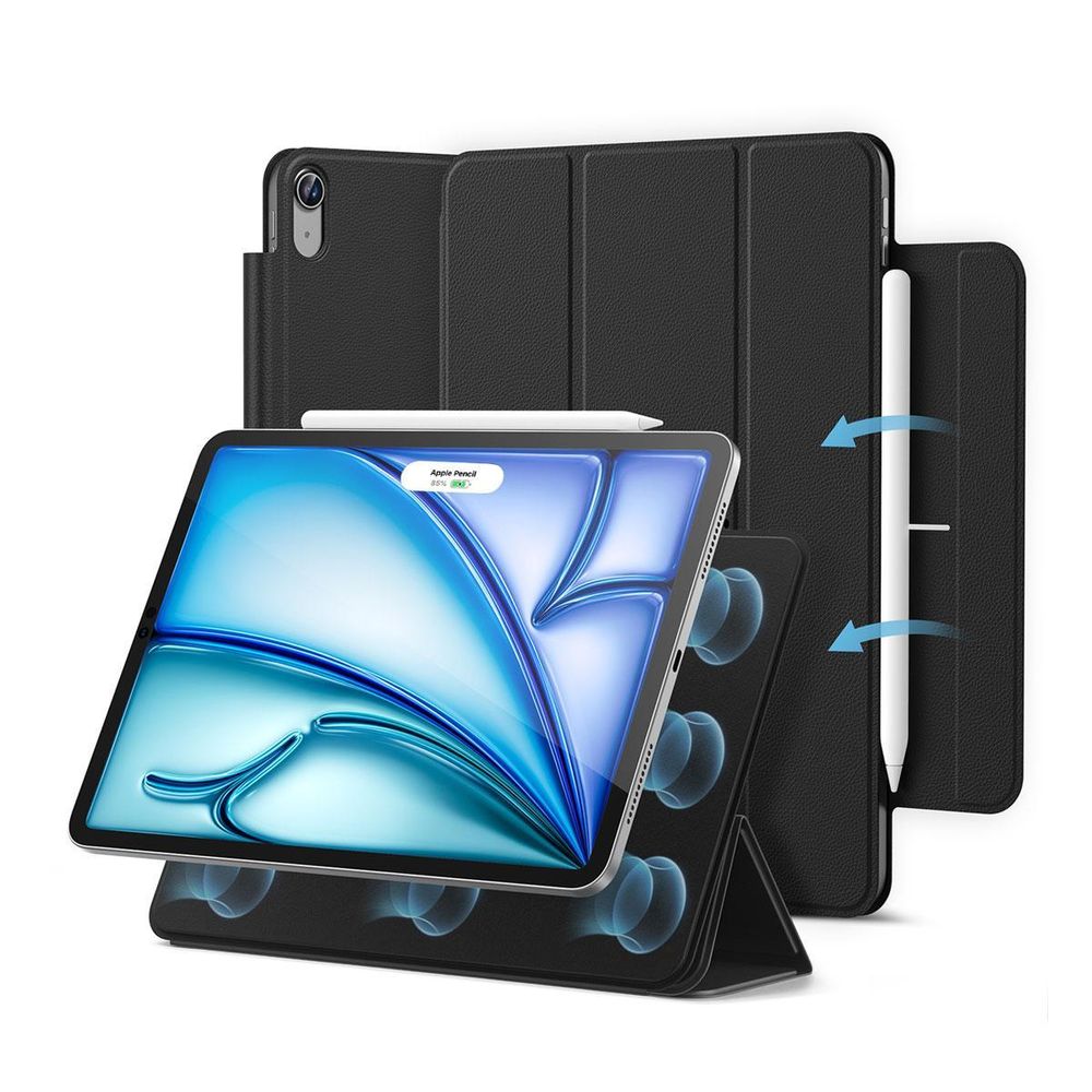 ESR iPad Air 11インチ M4/M3/M2/第5/第4世代 用REBOUND マグネット吸着式 Smart Folioケース ブラック ES28516