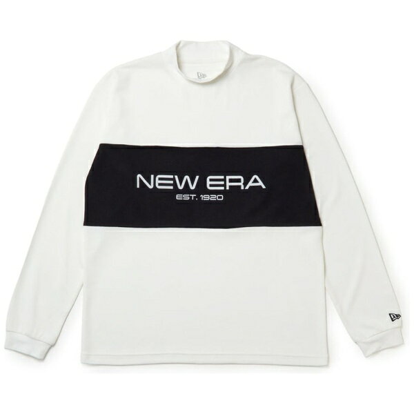 NEW ERA|ニューエラ 男女兼用 長袖 モックネック パフォーマンス Tシャツ ハニカム パネル ホワイト×ブラック 15129469 ユニセックス /Mサイズ