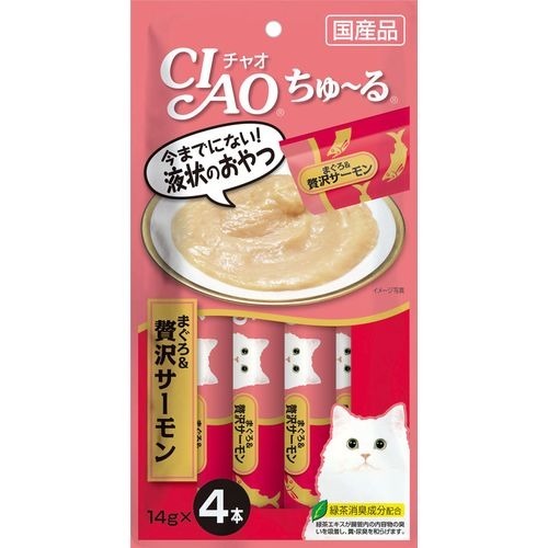 CIAOピュアちゅ～る まぐろ＆贅沢サーモン(14g×4本)