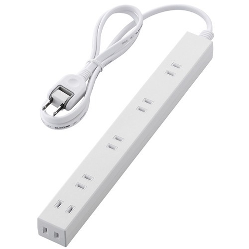 エレコム 延長コード 電源タップ 1m 2P 6個口 雷ガード シャッター 白 T-NSLK-2610WH(1個入)