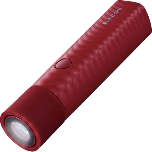 エレコム モバイルバッテリー 防災 LEDライト付 3350mAh レッド DE-M20L-3350RD(1個)