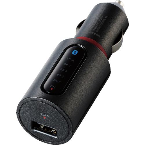 FMトランスミッター Bluetooth USBポート付 2.4A 4チャンネル ブラック LAT-FMBT02BK(1個)