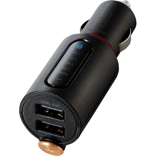 FMトランスミッター Bluetooth USB2ポート付 3.4A ブラック LAT-FMBTB04BK(1個)