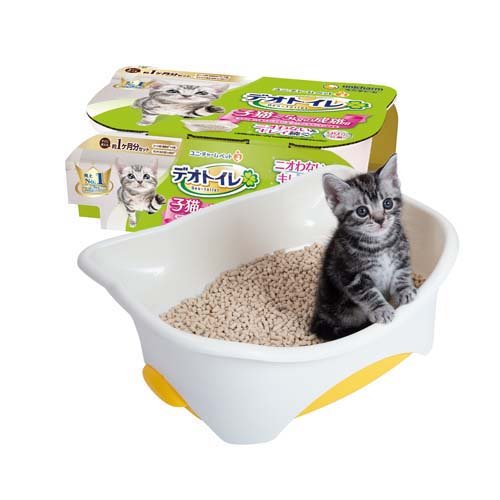 デオトイレ 子猫から体重5kgの成猫用 本体セットナチュラルアイボリー＆イエロー(1個)