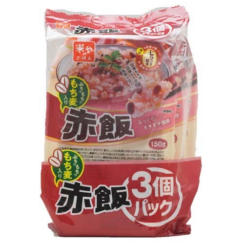 米やのごはん もち麦入り 赤飯(150g*3個パック)