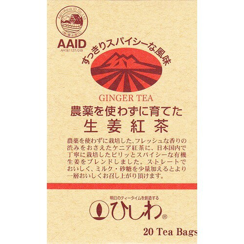 ひしわ 農薬を使わずに育てた生姜紅茶 ティーバッグ(20袋入)