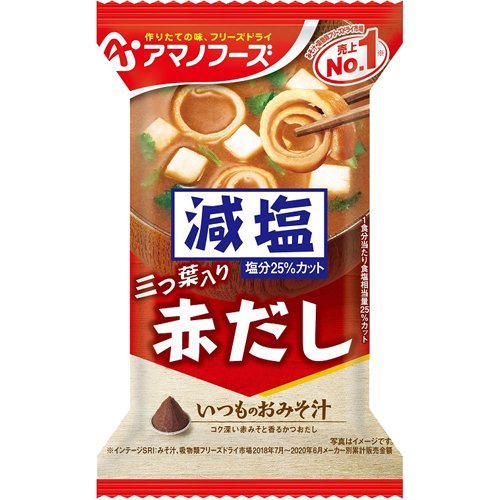 アマノフーズ 減塩いつものおみそ汁 赤だし(三つ葉入り)(1食入)