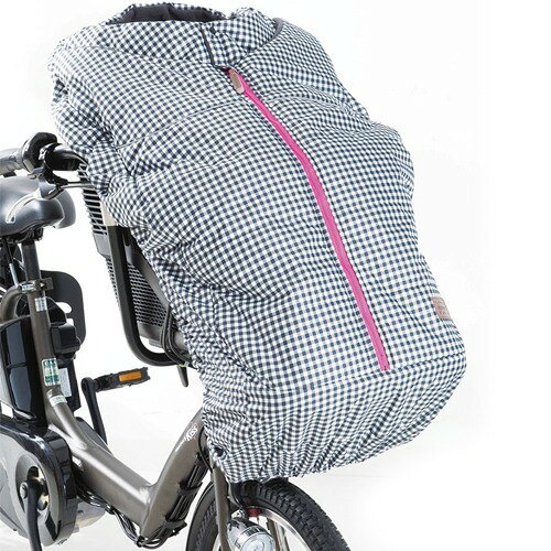 フロント チャイルドシートカバー 自転車前子供乗せ専用 防寒具 ギンガムチェック(1個)