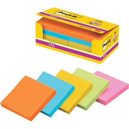 ポスト・イット エコノパック 強粘着 ノート654 蛍光色 6541SS-NE(90枚*10パッド)