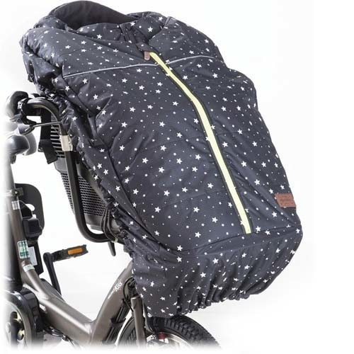 フロント チャイルドシートカバー 自転車前子供乗せ専用 防寒具 ブラックスタードット(1個)