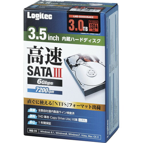 エレコム 3.5インチ内蔵HDD 3TB SATAIII LHD-D3000SAK2(1個)