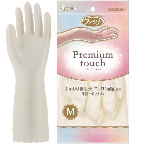 ファミリー プレミアムタッチ 家庭用 手袋 ヒアルロン酸 ビニール M パールホワイト(1双)