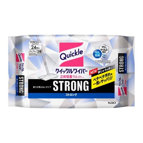 花王 クイックルワイパー 立体吸着ウエットシート ストロング 香りが残らないタイプ 24枚