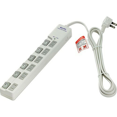 エルパ(ELPA) LEDランプスイッチ付タップ 耐雷サージ機能付 上挿し 6個口 2m WLS-LU620MB(W)(1コ入)