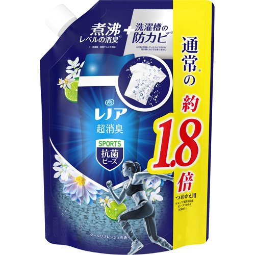 レノア 超消臭 スポーツ 抗菌ビーズ クールリフレッシュの香り つめかえ用 特大(760ml)