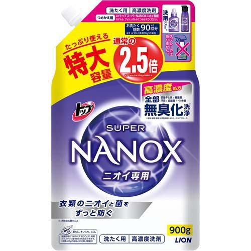 トップ スーパーナノックス ニオイ専用 抗菌 高濃度 洗濯洗剤 液体 つめかえ用 特大(900g)