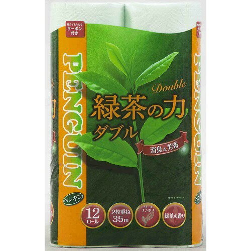 (6個セット)ペンギン緑茶の力 グリーン再生紙 35m 12R ダブル 1861 丸富製紙