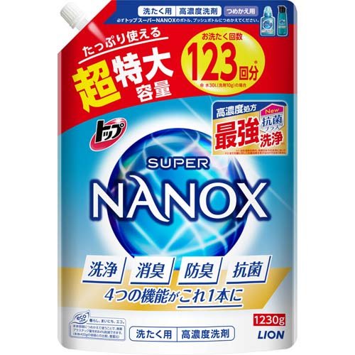 トップ スーパーナノックス 高濃度 洗濯洗剤 液体 詰め替え 超特大(1230g)