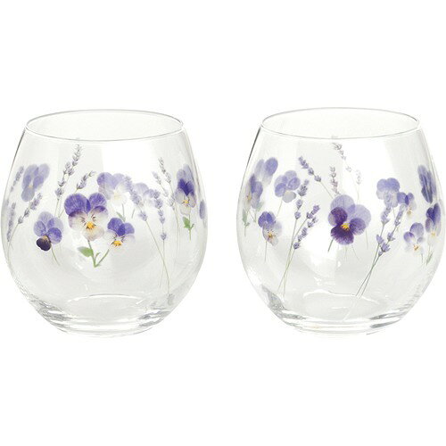 はなふみ ペアタンブラー ビオラ柄・ラベンダー柄 約380ml G099-T283(2個入)