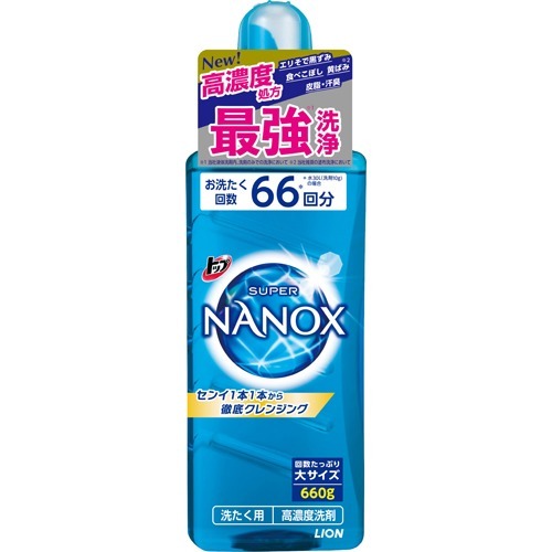 トップ スーパーナノックス 高濃度 洗濯洗剤 液体 本体 大ボトル(660g)